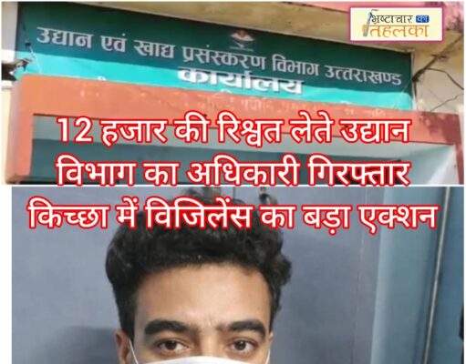 ब्रेकिंग न्यूज़ -12 हजार की रिश्वत लेते उद्यान विभाग का अधिकारी गिरफ्तार — किच्छा में विजिलेंस का बड़ा एक्शन